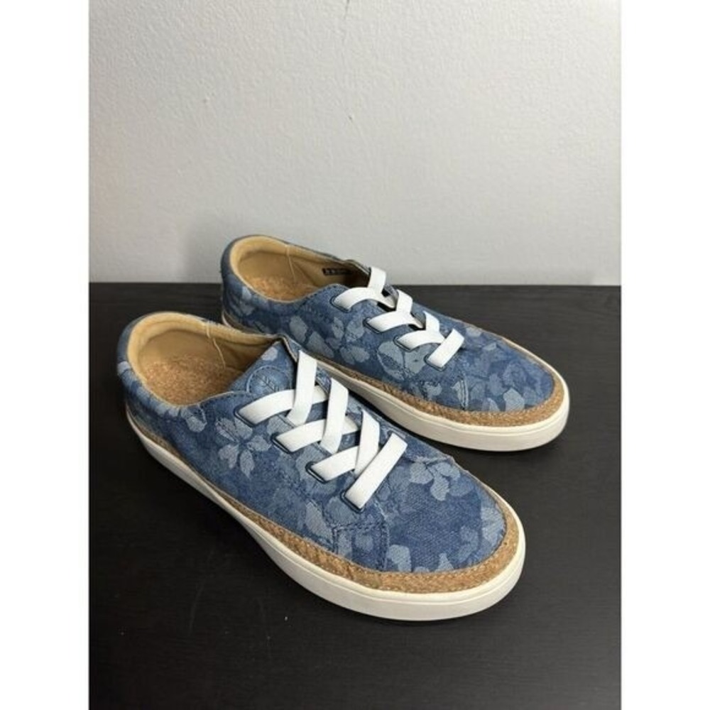 Revitalign 8  Orthotic Slip-On Blue Floral Sneaker Casual Shoes - Picture 2 of 9